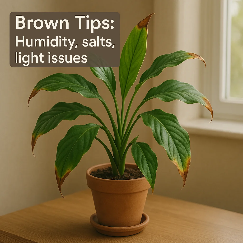 Brown Tips: Humidity, salts, light issues